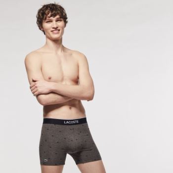 Lacoste Pack of 3 Long Boxer Briefs - Slipy Pánské Černé / Šedé | CZ-u4EAop